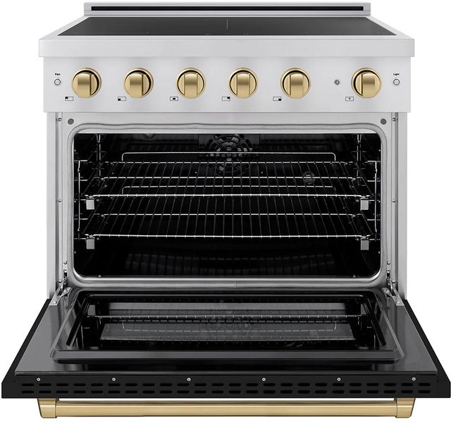 ZLINE Autograph Edition Paramount 36" Stainless Steel Pro Style Induction Range with Black Matte Door and Champagne Bronze Accents-1