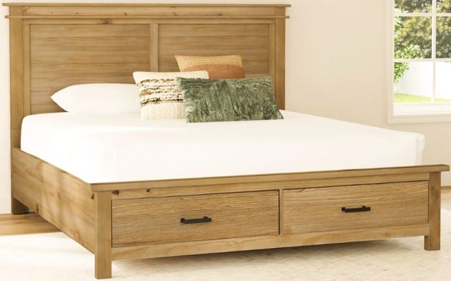 A-America® Glacier Point Golden Java Queen Panel Storage Bed-0