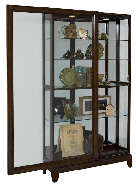 Pulaski™ PFC Deep Brown Two Way Sliding Door Curio-2