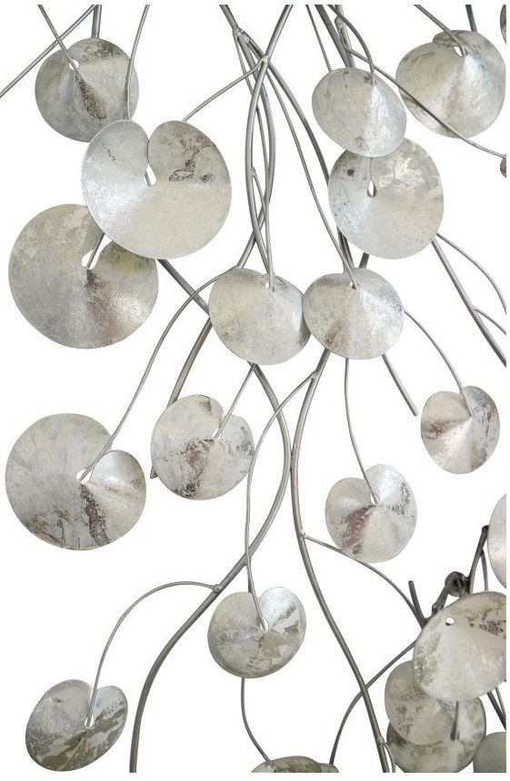 Moe's Home Collection Aurella 2-Piece Metallic Silver Leaves Wall Decor Set-2
