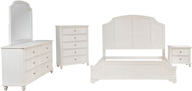 Powell® Naples 5-Piece Antique White King Panel Bedroom Set-0
