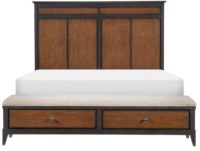 Legacy Classic Fenmore Dark Mocha/Distressed Cherry Queen Panel Bed with Storage Bench-2