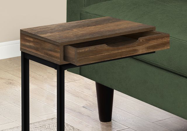 Monarch Specialties Inc. Brown Reclaimed Wood Drawer Accent Table with Black Metal Base-2