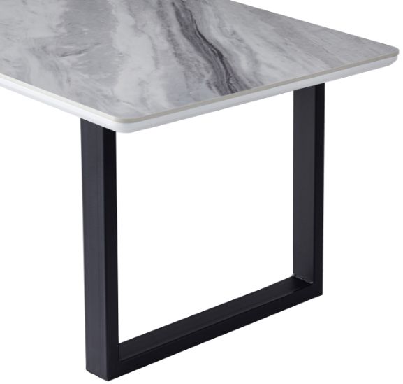 Mazin Furniture Leander White Sintered Stone Top Coffee Table with Black Metal Legs-2