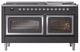 Ilve® Nostalgie II Noblesse 60'' Graphite Matte Pro Style Dual Fuel Range with Chrome Trim-1