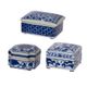 A & B Home Leith 3-Piece Blue/White Decorative Box Set-0
