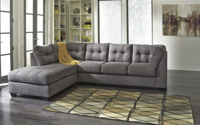 Benchcraft® Maier 2-Piece Charcoal Left-Arm Facing Full Sofa Sleeper Sectional and Chaise-3