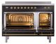 Ilve® Nostalgie II Noblesse 48'' Glossy Black Pro Style Induction Range with Brass Trim-2