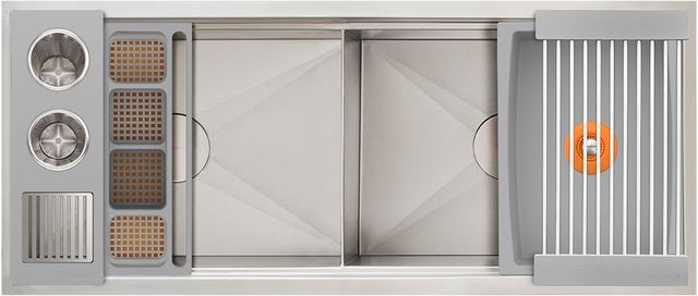 The Galley® Exclusive Gray Resin / Resin+ Ideal Double Bowl WashStation™ 4D with Four Tool Wash Kit-0