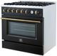 FORNO® Marco Series Alta Qualita 36" Black and Antique Brass Pro Style Gas Range-3
