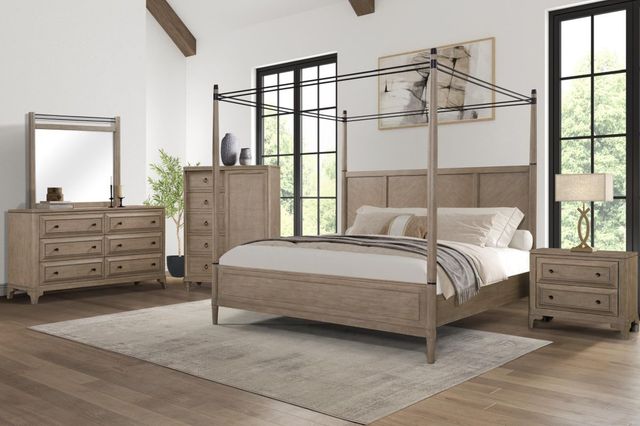 Bernards Citrus Heights Sand King Canopy Bed-1