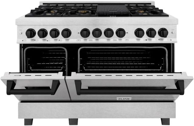 ZLINE Autograph Edition Legacy 48" Satin Stainless Steel Pro Style Dual Fuel Range with Matte Black Accents-2