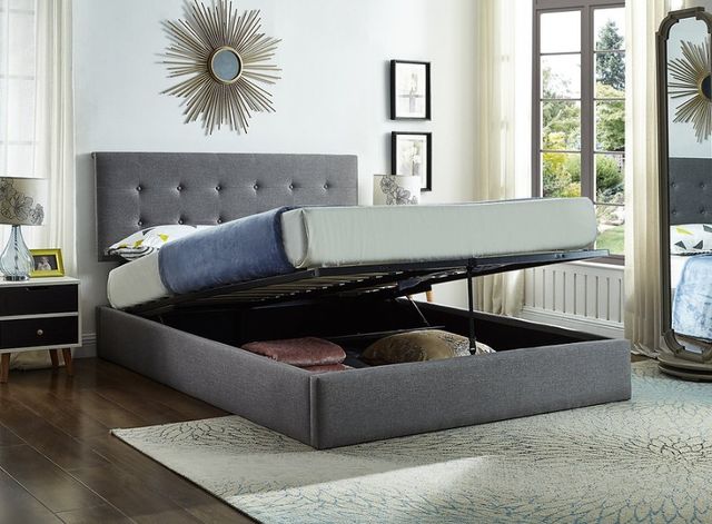 IFDC Gray King Platform Lift Storage Bed-2