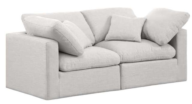 Meridian Furniture Indulge 2-Piece Cream Linen Modular Sofa-0
