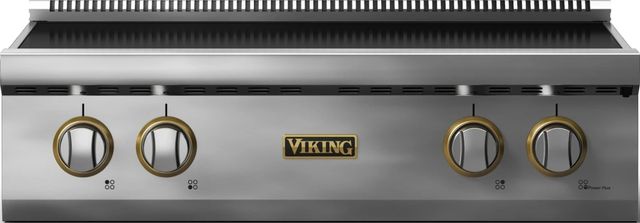 Viking 5 Series 30” Stainless Steel 4-Burner Electric Rangetop with Brushed Brass Trim-0