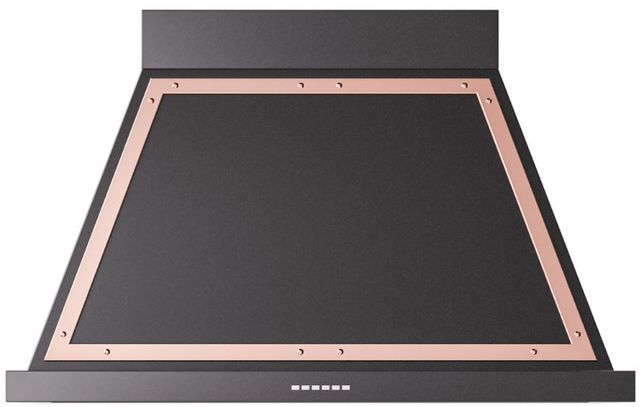 Ilve® Nostalgie II Noblesse 40" Glossy Black Wall Mounted Range Hood with Copper Trim-0