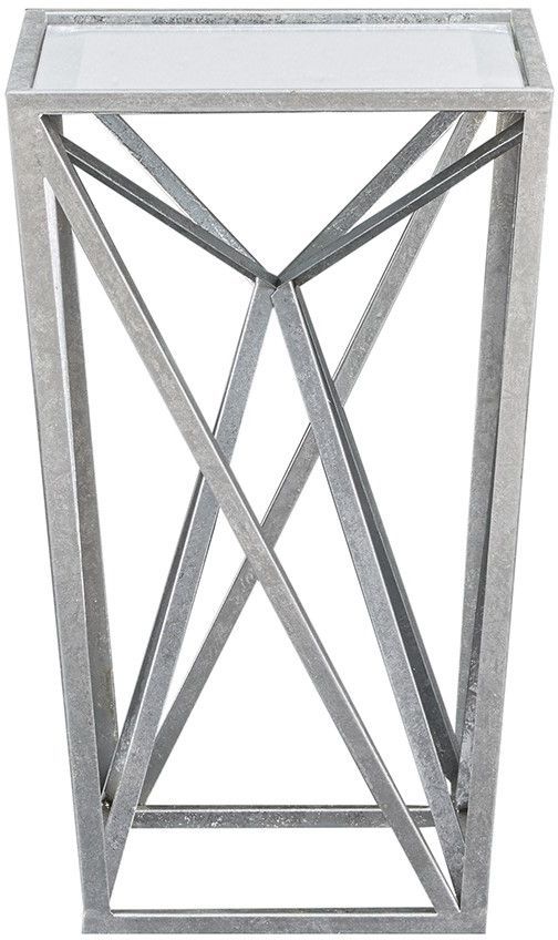 Olliix by Madison Park Silver Zee Angular Mirror Accent Table-1