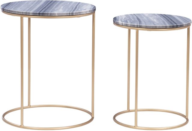 Powell® Fonner 2-Piece Grey Marble Top Nesting Table Set with Gold Base-4