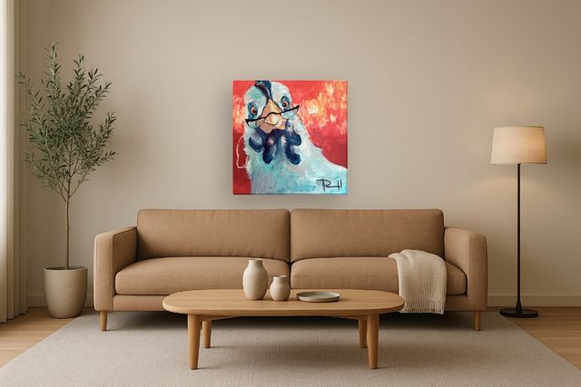 Classy Living Whimsical Chicken with Glasses Wall Art-1