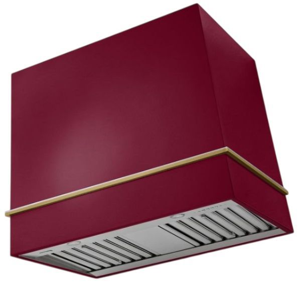 AGA Loge 36" Cranberry Wall Mounted Range Hood with Antique Brass Trim-0