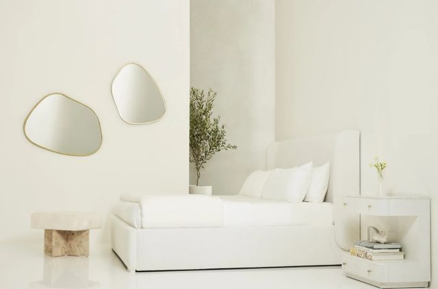 Universal Explore Home™ Tranquility Miranda Kerr Home Restore Cottony Ivory California King Upholstered Panel Bed-1