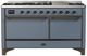 Ilve® Majestic III 60" Blue Gray Pro Style Dual Fuel Natural Gas Range with Solid Door and Burnished Trim-0