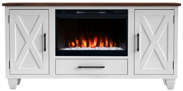 Legends Home Real Cozy Liberty Bourbon/Jasmine White 64" Fireplace Console-1