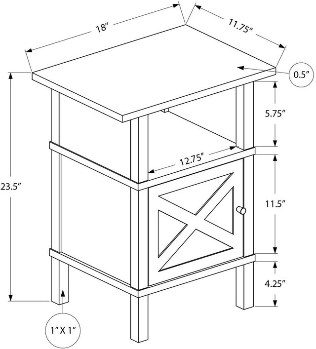 Monarch Specialties Inc. Washed Oak/Black Metal Accent Table -1
