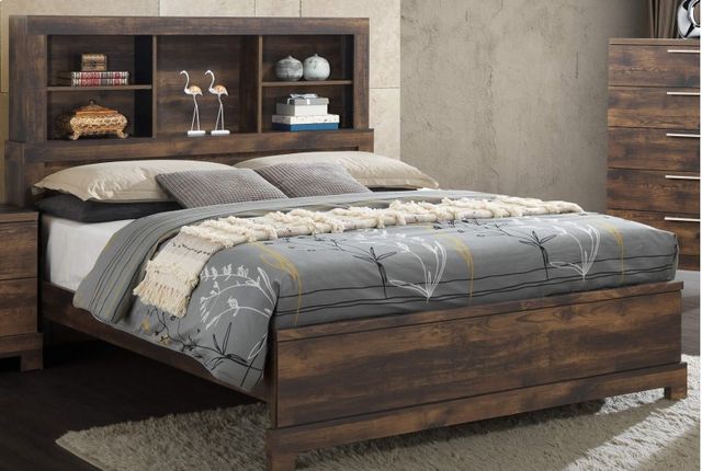 New Classic® Home Furnishings Campbell 5-Piece Ranchero Queen Bookcase Bed Set with Two Nightstands-1