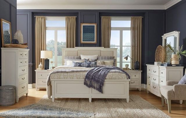 Magnussen Home® Willowbrook Egg Shell White/Natural California King Upholstered Panel Bed-1