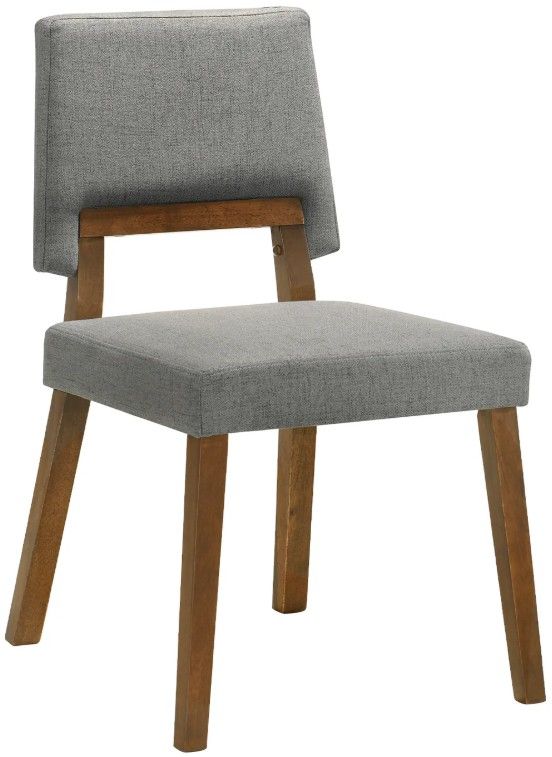 Armen Living Channell 4-Piece Charcoal/Walnut Upholstered Wood Dining Chair Set-0