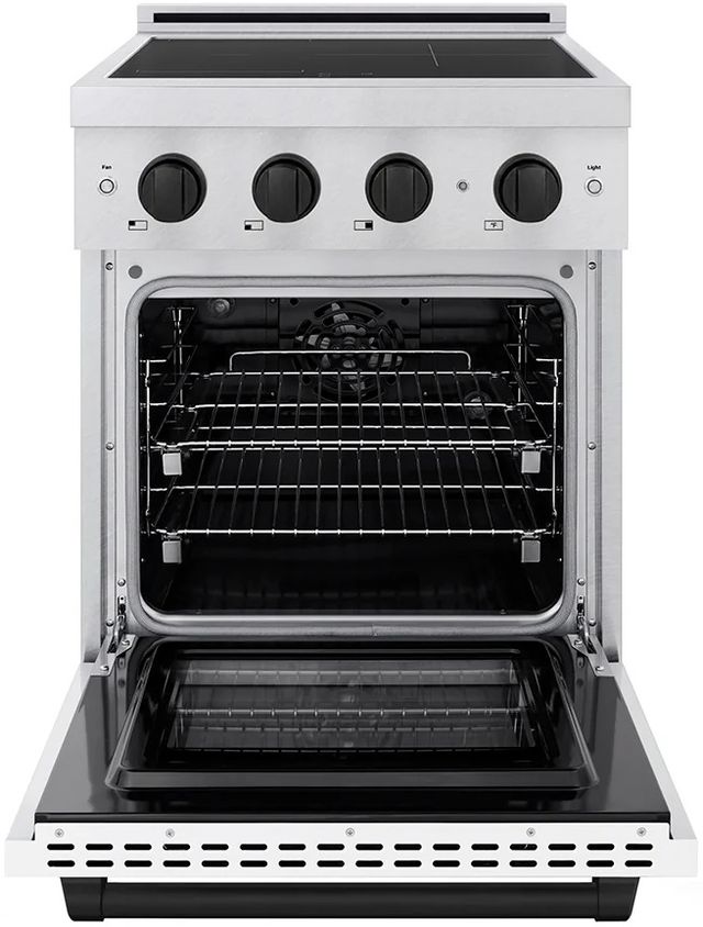 ZLINE Autograph Edition Paramount 24" Satin Stainless Steel Pro Style Induction Range with White Matte Door and Matte Black Accents-1