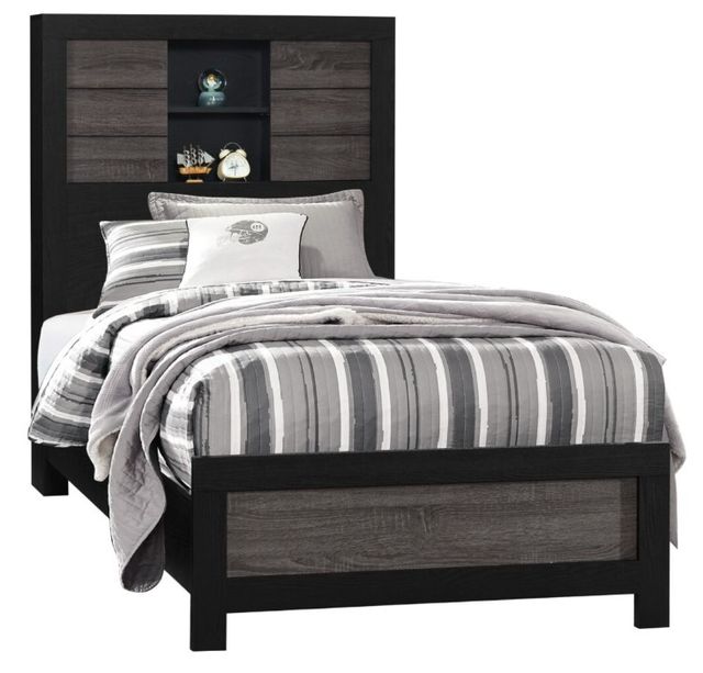 Global Furniture USA Lisbon 4-Piece Black/Gray 84" Twin Bedroom Set-1