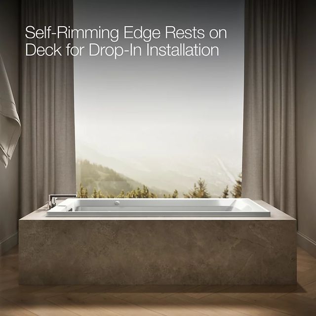 KOHLER® Archer® Ice Grey 72" x 36" Drop-In Whirlpool Bath with Bask® Heated Surface-3