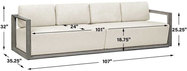 Uttermost® Uttermost® Remsen Weathered Gray/Oyster Wood Indoor-Outdoor Gray Sofa with Cushion-3
