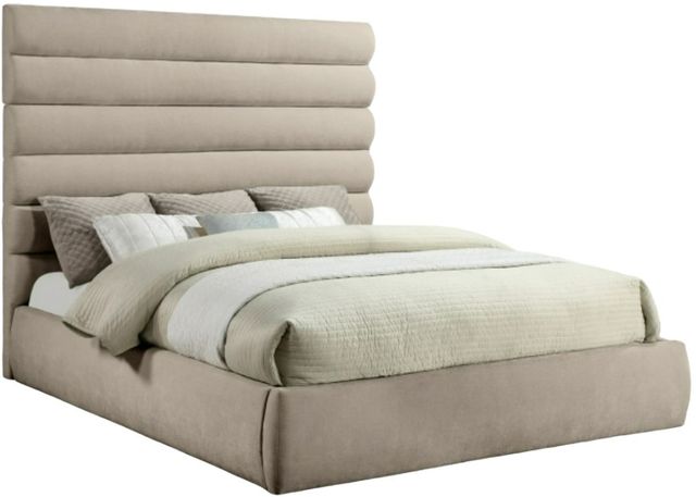 Meridian Furniture Adam Beige 71'' King Upholstered Panel Bed-0