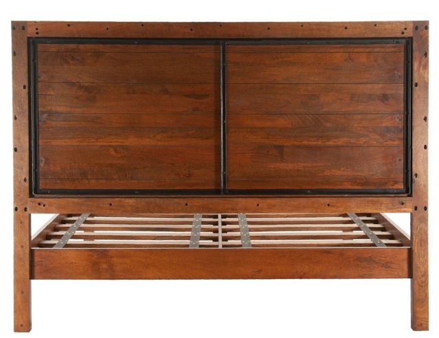 Home Trends & Design Cosmopolitan Antique Brass/Honey Brown King Panel Bed -3