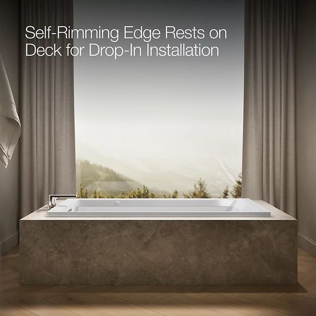 KOHLER® Archer® White 72" x 36" Drop-In Heated Whirlpool Bath-3