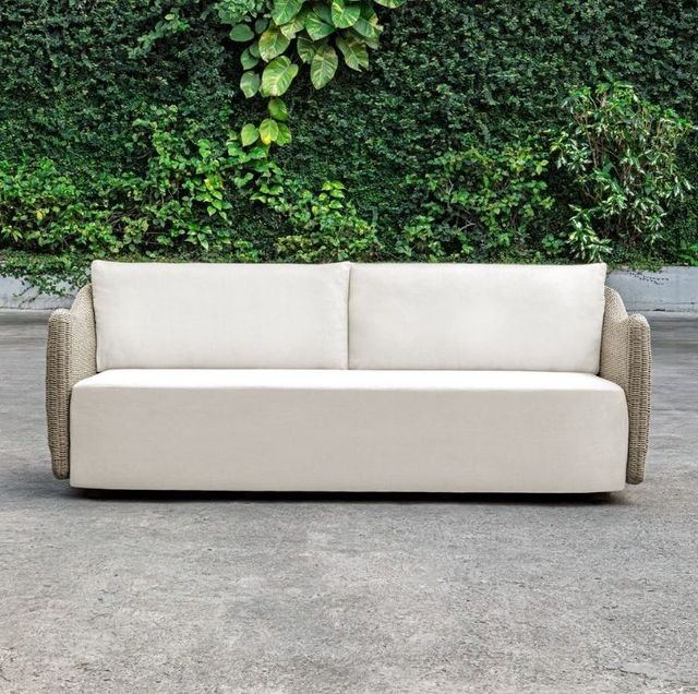 Uttermost® Sunset Oatmeal/Oyster White Fabric/Wicker Outdoor Sofa-3