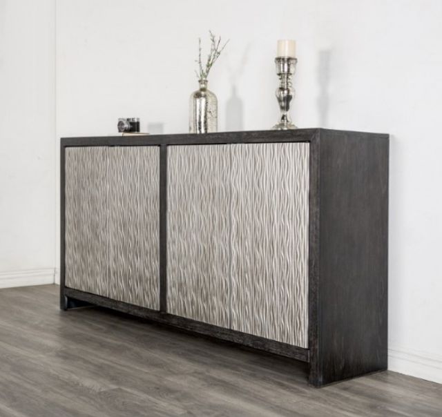 Furniture of America® Forger Silver/Weathered Black 4-Door Cabinet-2