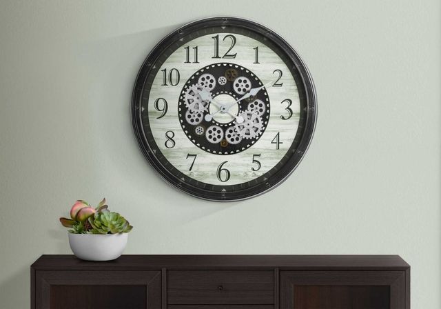 Monarch Specialties Inc. Brown 30" Gear Mechanism Wall Clock-2