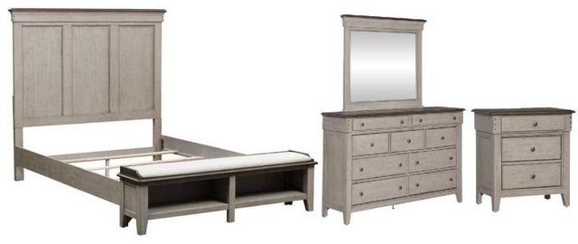 Liberty Furniture Ivy Hollow 4-Piece Dusty Taupe/Weathered Linen Queen Storage Bedroom Set-0