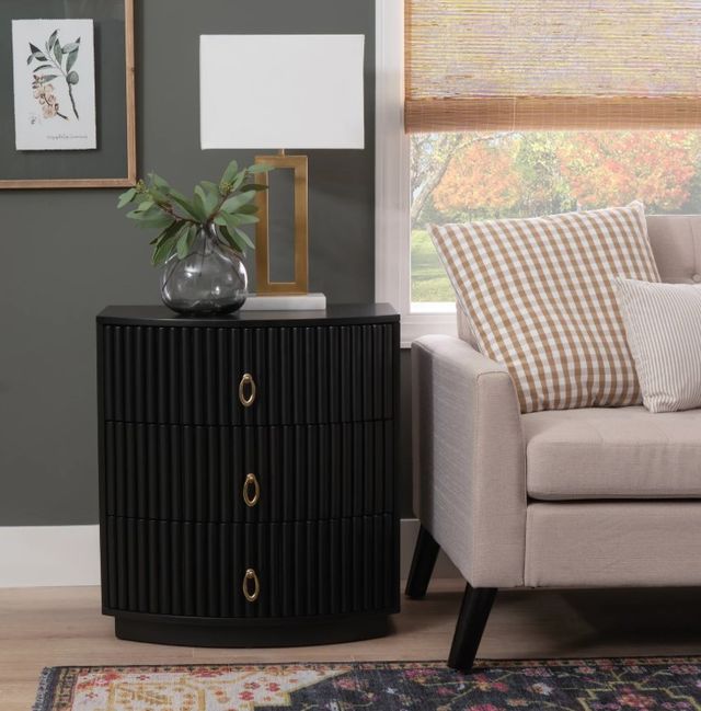 Powell® Ciarra Black 3-Drawer Nightstand-1