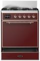 Ilve® Majestic III 30" Burgundy Pro Style Dual Fuel Liquid Propane Range with 5 Black Brass Burners and Copper Trim-2