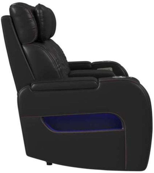 Elements International Prime Time P3 Jet Black Power Reclining Loveseat with LED-4