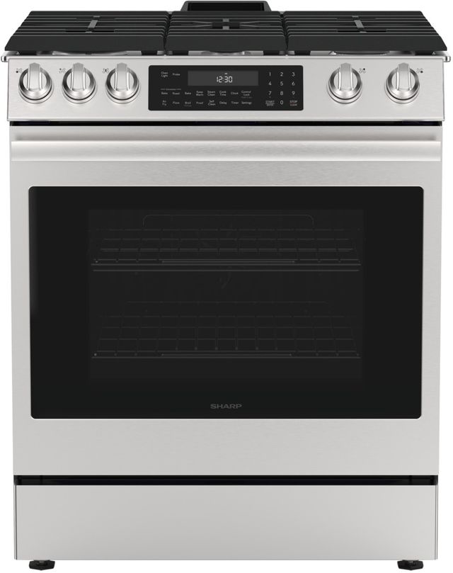 Sharp 30” Stainless Steel Slide-In Gas Range with True European Convection-0
