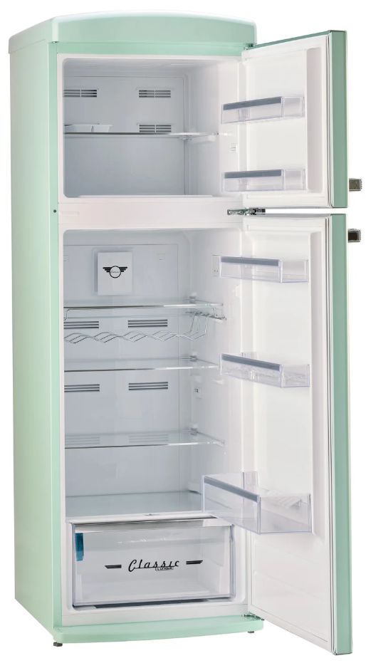 Unique Appliances 24” 11 Cu. Ft. Summer Mint Green Top Freezer Refrigerator with Chrome Accent Handles-2