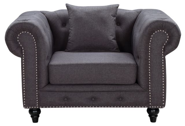 Meridian Furniture Chesterfield Grey Linen Chair-2