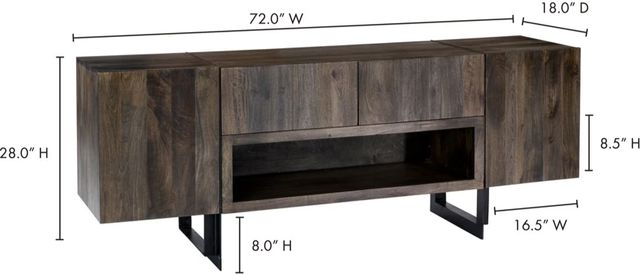 Moe's Home Collection Tiburon Natural Multi-Media Cabinet  -3