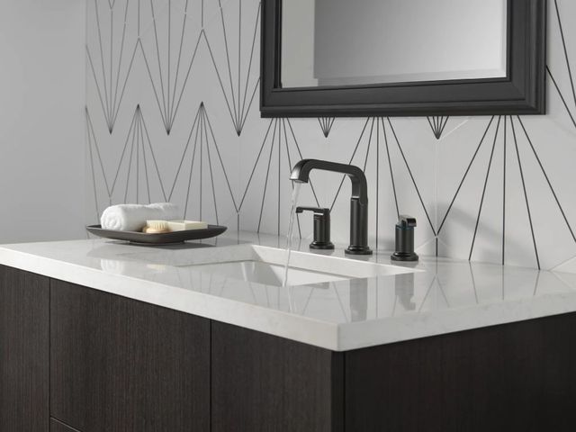 Delta Tetra™ Matte Black 2-Handle Widespread Bathroom Faucet-1